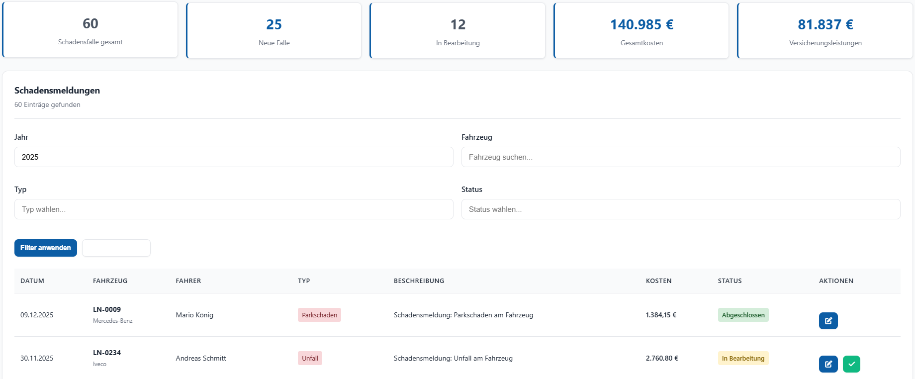Schadensmanagement - Pownex Screenshot